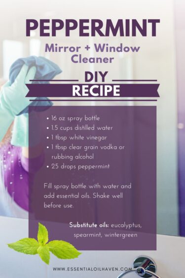 diy window and mirror cleaning spray with peppermint oils