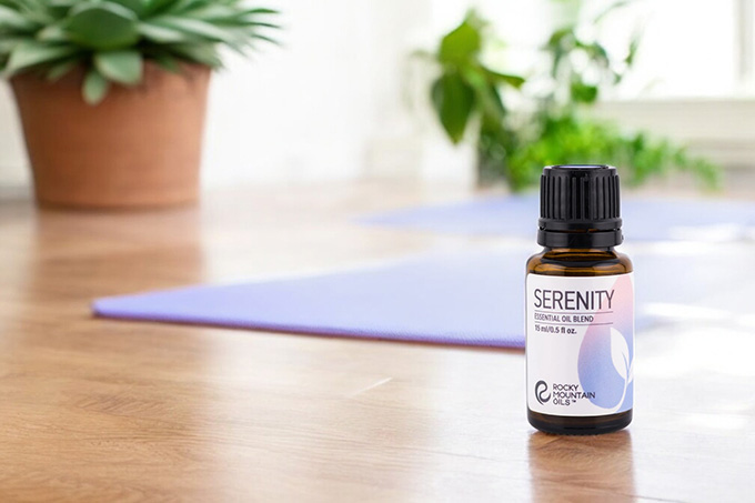 serenity essential oil blend in yoga studio