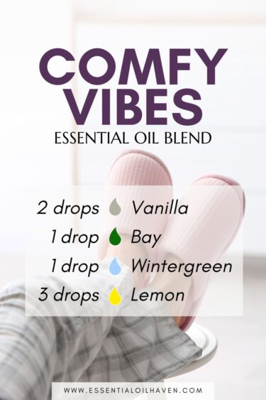 comfy vibes essential oil diffuser blend with vanilla