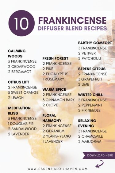 diffuser blends with frankincense essential oil