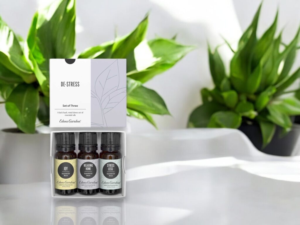 edens garden de-stress set of essential oil blends