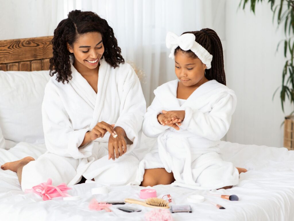 applying essential oils to the skin with children